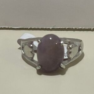 Purple Amethyst Ring with Silver Intricate Design​